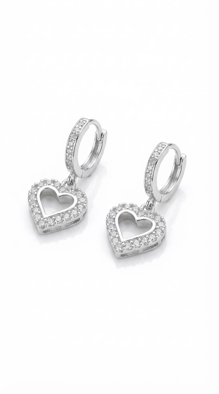 Aros corazón brillo