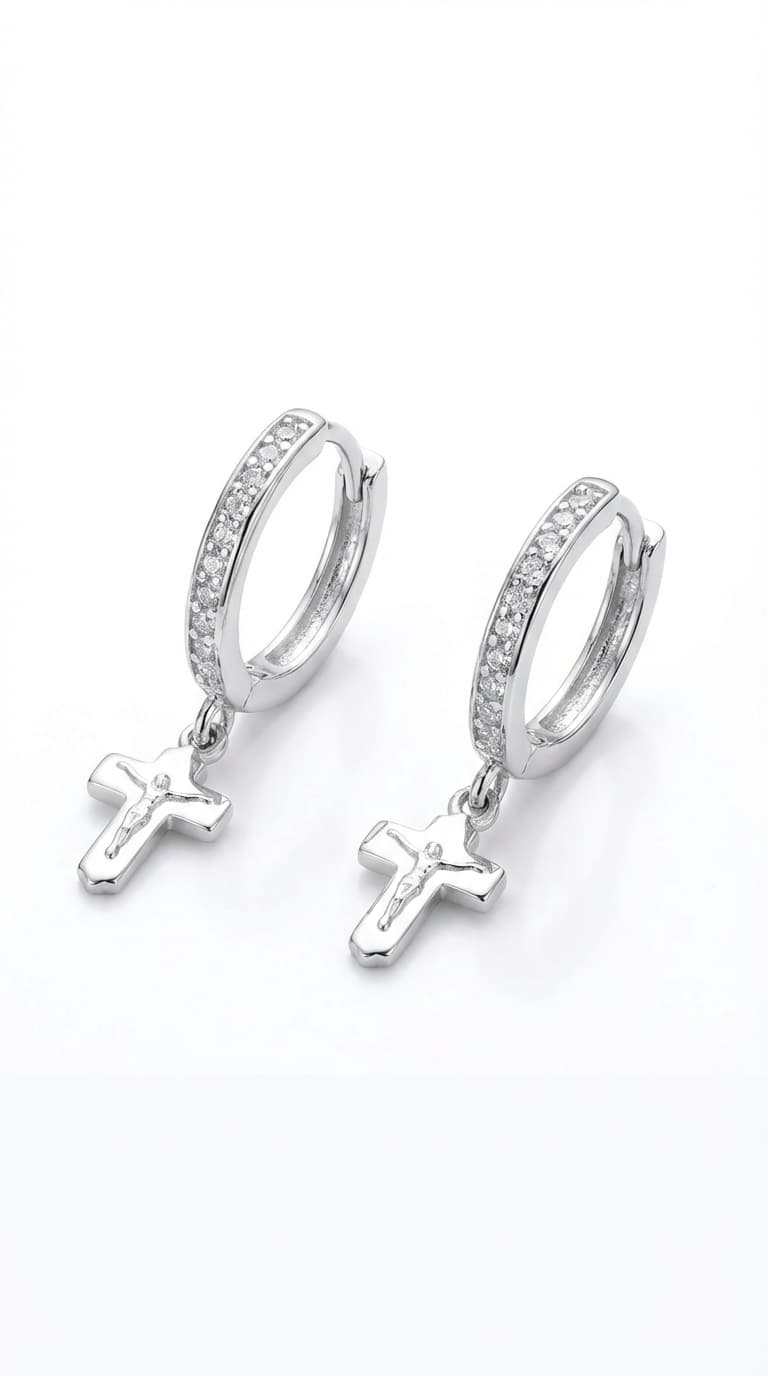 Aros de Plata925 Cruz lisa